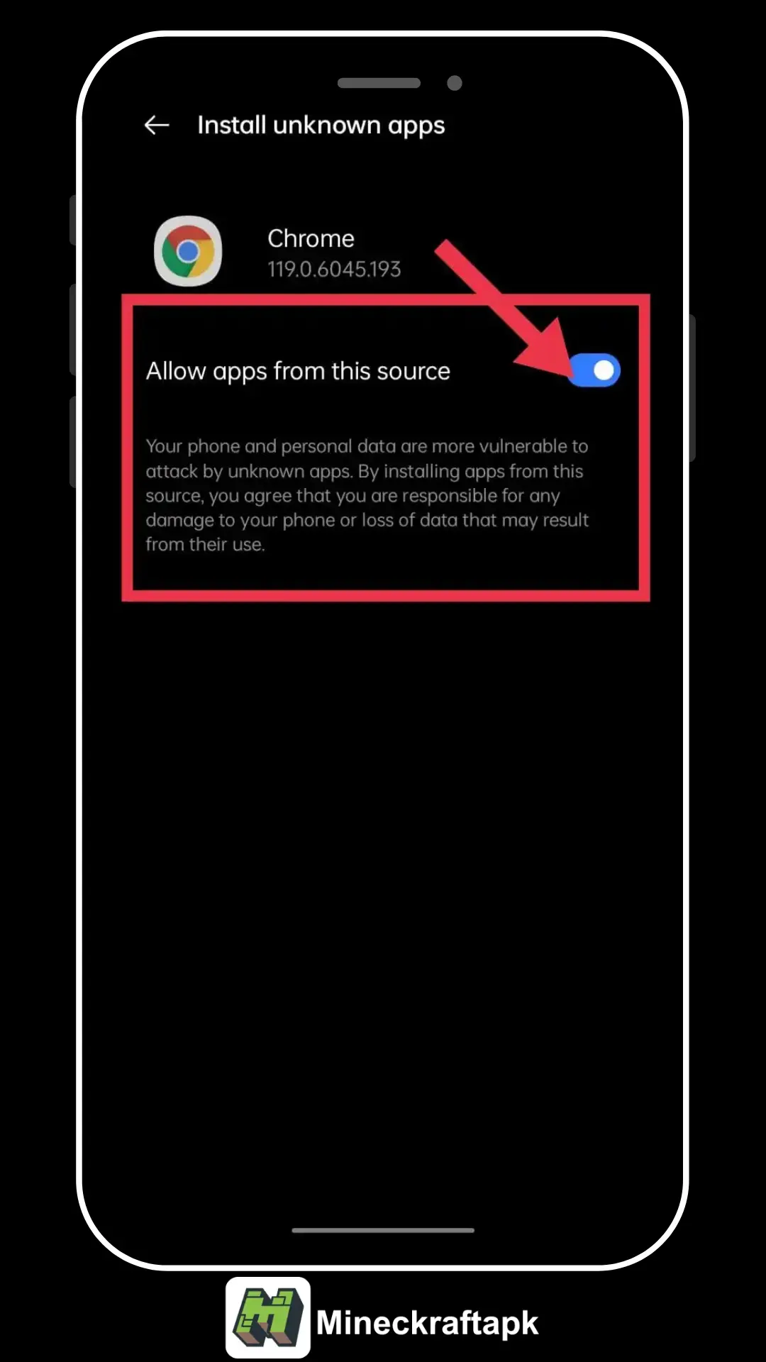 Enable app from unknown resources 